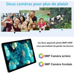 GOODTEL Tablette 10 Pouces Android 13 Quad-Core avec 10Go RAM + 64Go ROM (1To TF) | 5G + 2.4G WiFi | 6000mAh | GMS | BT5.0 | 8MP