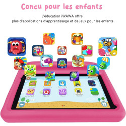 Goodtel tablette enfants android 11 de 7 pouces, 32go rom, wifi, bleutooth, gps, play store installé, double caméra, contrôle pa