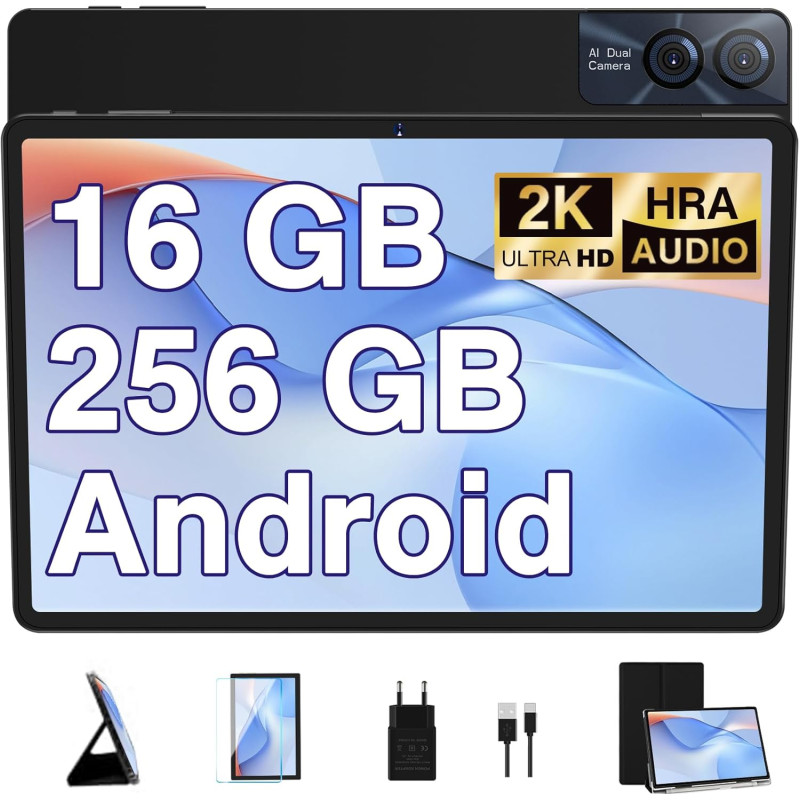 Goodtel tablette tactile 11 pouces android 16gb ram+256gb rom(tf 1tb), octa-core, 8600mah,2k écran 2000 * 1200, wifi 5g, gps, bl