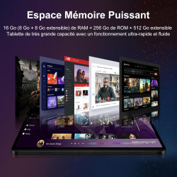 Goodtel tablette tactile 11 pouces android 16gb ram+256gb rom(tf 1tb), octa-core, 8600mah,2k écran 2000 * 1200, wifi 5g, gps, bl