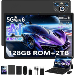 Tablette Android Tablet Tactile, 8000mAh, 22Go RAM + 128Go ROM/WiFi 5G+2.4G, 8-Cores, BT5.0, 8MP+5MP, Widevine L1, GMS Certified
