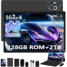 Tablette Android Tablet Tactile, 8000mAh, 22Go RAM + 128Go ROM/WiFi 5G+2.4G, 8-Cores, BT5.0, 8MP+5MP, Widevine L1, GMS Certified