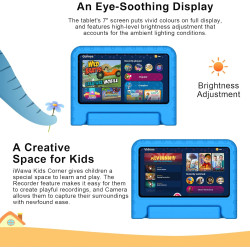 Tablette Android - Écran HD 7 Pouces - 32 Go ROM + 2 Go RAM - Contrôle Parental - WiFi/GPS/BT 5.0-3500 mAh - Coque de Protection
