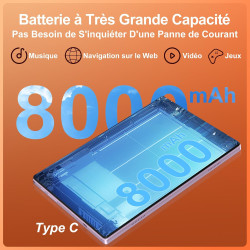 2025 Tablette Android 15 10 Pouces Écran IPS HD [30Go RAM] 128Go + TF 1To - Octo-Core, 8000mAh, Corps intégré en métal, 5MP+8MP,