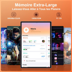 2025 Tablette Android 15 10 Pouces Écran IPS HD [30Go RAM] 128Go + TF 1To - Octo-Core, 8000mAh, Corps intégré en métal, 5MP+8MP,