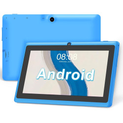 Tablette 7 pouces android, double caméras, wifi, bleutooth, azur