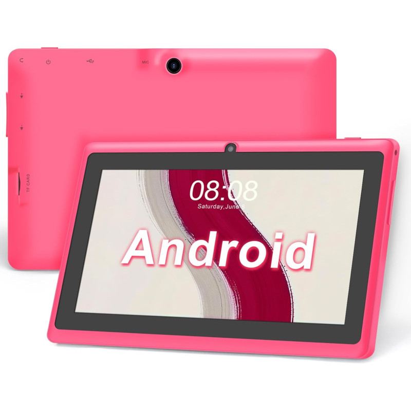 Tablette 7 pouces android, double caméras, wifi, bleutooth, rose