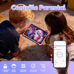 ALLDOCUBE Tablette Enfants 10 Pouces, Kids Tablette Android 15, Contrôle Parental, 5500mAh, 7Go+64 Go Ext 512 Go, Tablette Éduca