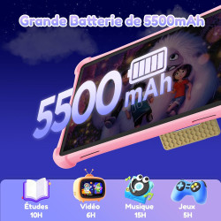 ALLDOCUBE Tablette Enfants 10 Pouces, Kids Tablette Android 15, Contrôle Parental, 5500mAh, 7Go+64 Go Ext 512 Go, Tablette Éduca