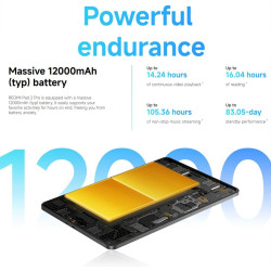 Xiaomi rougemi pad 2 protablette,gris,6go + 128 go,écran 12,1 pouces 120hz 2,5k lcd 12000 mah batterie longue durée avec chargeu