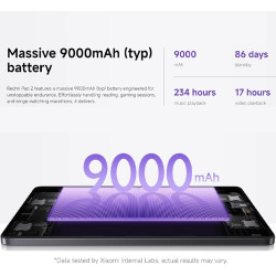 Xiaomi rougemi pad 2 tablette grey 8+256go, écran 11" 2,5k, batterie 9000 mah, 4 haut-parleurs, hyperos 2, charge rapide 18 w(ch