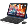 Tablette Android 16,tablette 11 pouces,32 Go + 128 Go extensible à 1 To, pack productivité avec housse clavier, stylet, processe