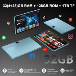 Tablette Android 16,tablette 11 pouces,32 Go + 128 Go extensible à 1 To, pack productivité avec housse clavier, stylet, processe