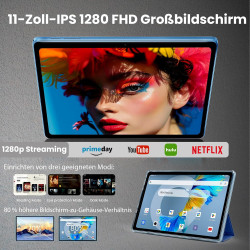 Tablette Android 16,tablette 11 pouces,32 Go + 128 Go extensible à 1 To, pack productivité avec housse clavier, stylet, processe