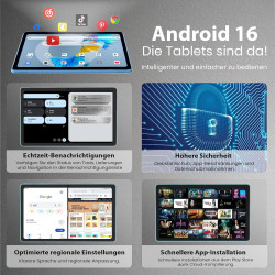 Tablette Android 16,tablette 11 pouces,32 Go + 128 Go extensible à 1 To, pack productivité avec housse clavier, stylet, processe