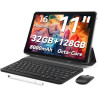 Tablette Android 16,tablette 11 pouces,32 Go + 128 Go extensible à 1 To, pack productivité avec housse clavier, stylet, processe