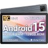 Tablette 10 Pouces Android 15 certifiée GMS, 30Go RAM + 128Go ROM (2To TF), Octa-Core, 6200mAh, HD 1280x800, WiFi 6, BT 5.3, Wid