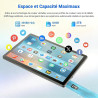 Tablette 10 Pouces Android 15 certifiée GMS, 30Go RAM + 128Go ROM (2To TF), Octa-Core, 6200mAh, HD 1280x800, WiFi 6, BT 5.3, Wid