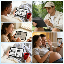 Tablette 10 Pouces Android 15 certifiée GMS, 30Go RAM + 128Go ROM (2To TF), Octa-Core, 6200mAh, HD 1280x800, WiFi 6, BT 5.3, Wid