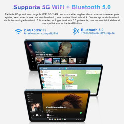 Tablette Android 10 Pouces avec Gemini AI, 22GoRAM + 128 Go ROM (Extensible Jusqu'à 2 To), WiFi 6, 8000 mAh, Widevine L1, Octa-C