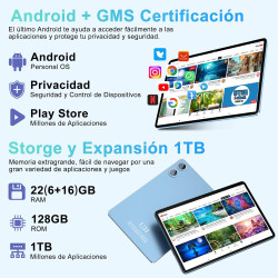 2026 tablette 10 pouces android avec 22go ram+128go rom(tf/2to) octa-core 2.0ghz, 5g+2.4g wifi 6,bleutooth 5.0, caméra 5mp+8mp, 