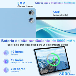 2026 tablette 10 pouces android avec 22go ram+128go rom(tf/2to) octa-core 2.0ghz, 5g+2.4g wifi 6,bleutooth 5.0, caméra 5mp+8mp, 