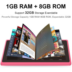 7 pouces tablette tactile, android 5.0 quad core tablet pc, 1go ram 8go rom, double caméras, wifi, bleutooth, bleu