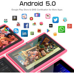 Tablette 7 pouces android, tablette tactile 5.0 quad core tablet pc, 1go ram 8go rom, double caméras, wifi, bleutooth,bleu ciel