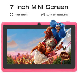 Tablette 7 pouces android, tablette tactile 5.0 quad core tablet pc, 1go ram 8go rom, double caméras, wifi, bleutooth, rose