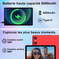 Android 15 Tablette 10 Pouces avec Gemini AI, 30 Go RAM + Extensible Jusqu'à 2 to ROM, Widevine L1, Octa-Core, 5G WiFi, 6000 mAh