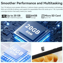 10 inch android 14 tablet with octa-core, face id, 8gb+64gb+1tb expansion, 1280 * 800 hd ips touchscreen, android tablet with wi