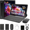 Android 15 tablette 10 pouces avec 32 go rom+1 to tf, 5000 mah, wifi 6, bleutooth 5.4, tablette tactile avec étuis de protection