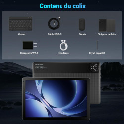 Android 15 tablette 10 pouces avec 32 go rom+1 to tf, 5000 mah, wifi 6, bleutooth 5.4, tablette tactile avec étuis de protection