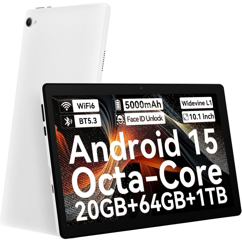 Tablet 10 pollici Android 15 Tablet Con Octa-Core, Face ID, 20GB+64GB+1TB Espansione, 1280 * 800 HD IPS Touchscreen, Tablet Andr