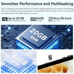 Tablet 10 pollici Android 15 Tablet Con Octa-Core, Face ID, 20GB+64GB+1TB Espansione, 1280 * 800 HD IPS Touchscreen, Tablet Andr