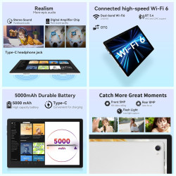 Tablet 10 pollici Android 15 Tablet Con Octa-Core, Face ID, 20GB+64GB+1TB Espansione, 1280 * 800 HD IPS Touchscreen, Tablet Andr