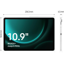 Samsung Galaxy Tab S9 FE Tablette, 10.9'' Wifi 128Go, S Pen inclus, Batterie longue durée, Certification IP 68, Argent, Version 