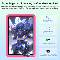 2026 Tablette Android 15, Tablette pour enfants avec EVA Silicone É‌tui Protection, 24Go+256Go/2To, Tablet 11 Pouces, Octa-Core,