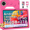 Tablette 11 Pouces Android 15, 24Go+256Go/2To, Octa-Core, Gemini AI/Widevine L1, 8000 mAh, 13MP+5MP, Boîtier Métallique, Grande 