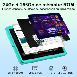 Tablette 11 Pouces Android 15, 24Go+256Go/2To, Octa-Core, Gemini AI/Widevine L1, 8000 mAh, 13MP+5MP, Boîtier Métallique, Grande 