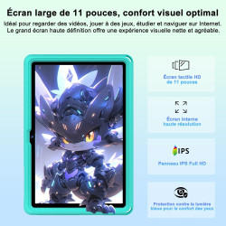 Tablette 11 Pouces Android 15, 24Go+256Go/2To, Octa-Core, Gemini AI/Widevine L1, 8000 mAh, 13MP+5MP, Boîtier Métallique, Grande 