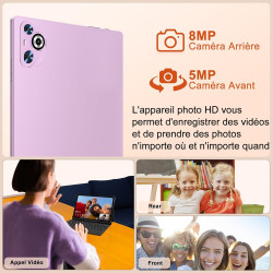 2026 Tablette Android - 10.1 Pouces, 128Go + TF 1To,22Go RAM(6+16) Écran IPS HD, Octa-Core 8000mAh, WiFi 5G, Caméra 8MP+5MP, Cor