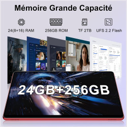 2026 Tablette 24Go RAM + 256Go (UFS 2.2), Écran Tactile 11 Pouces Android, 8000mAh, Extensible 2To, Widevine L1 GMS Certifié, 8-