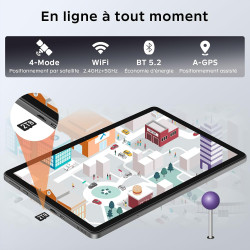 11 Pouces Tactile Android 16 Tablette avec Gemini AI,T7250 Octa-Core|24Go RAM+256Go ROM(TF 2To)|16MP+8MP|1920x1200 IPS HD Displa