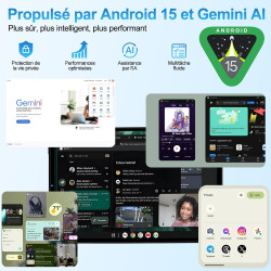 Android 15 Tablette 10 Pouces avec Gemini AI, 22Go RAM+ 128Go ROM(Extension de 2To), Octa-Core, WiFi 6 BT 5.0, Widevine L1, 6000