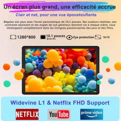 Tablette Android, 10.1" FHD - Coque en Métal, 【22Go RAM】+ 128Go ROM/TF 1To, Widevine L1, 8000mAh, Tablet Tactile Caméra 5+8MP,+ 
