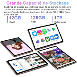 FACETEL Tablette Android avec 5G Wi-FI 6 et Gemini AI, 28 GO ROM (Extensible Jusqu'à 1 to),Tablette Tactile avec Widevine L1,Oct