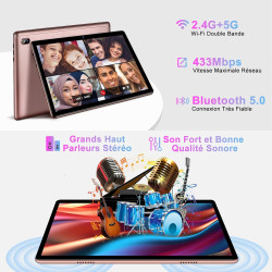 FACETEL Tablette Android avec 5G Wi-FI 6 et Gemini AI, 28 GO ROM (Extensible Jusqu'à 1 to),Tablette Tactile avec Widevine L1,Oct