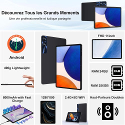 2026 nouvelle tablette android tablette 11 pouces avec 256go rom(2to tf), 24 go ram, octa-core, 2.0ghz, 5g wifi 6, widevine l1, 