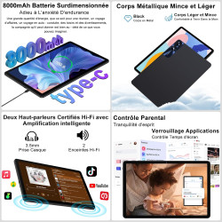2026 nouvelle tablette android tablette 11 pouces avec 256go rom(2to tf), 24 go ram, octa-core, 2.0ghz, 5g wifi 6, widevine l1, 